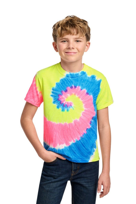 Port & Co ™ Youth Tie - Dye Tee. PC147Y - Port & Co PC147Y Neon Rainbow XS Short Sleeve T-Shirts