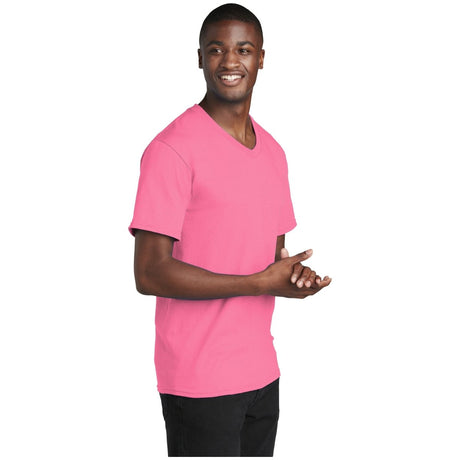 Port & Company® Core Cotton V - Neck Tee PC54V Neon Pink S Short Sleeve T-Shirts