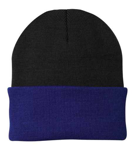 Port & Company® Knit Cap. CP90 - Port & Company CP90 Black/ Athletic Royal OSFA Hats