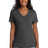Port & Company LPC54V Women's Core Cotton V - Neck Tee Charcoal M Short Sleeve T-Shirts