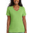 Port & Company LPC54V Women's Core Cotton V - Neck Tee Lime M Short Sleeve T-Shirts