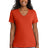 Port & Company LPC54V Women's Core Cotton V - Neck Tee Orange M Short Sleeve T-Shirts