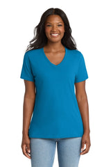 Port & Company LPC54V Women's Core Cotton V - Neck Tee Sapphire M Short Sleeve T-Shirts
