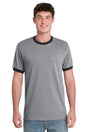 Port & Company PC54R Core Cotton Ringer Tee Athletic Heather/ Jet Black S T-Shirts