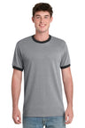 Port & Company PC54R Core Cotton Ringer Tee Athletic Heather/ Jet Black S T-Shirts