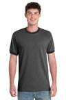 Port & Company PC54R Core Cotton Ringer Tee Dark Heather Grey/ Jet Black S T-Shirts