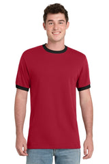 Port & Company PC54R Core Cotton Ringer Tee Red/ Jet Black S T-Shirts