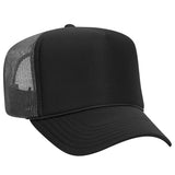 Premium High Profile Foam Trucker Hat Black/Black/Charcoal Grey Caps