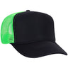 Premium High Profile Foam Trucker Hat Black/Black/Neon Green Caps