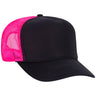 Premium High Profile Foam Trucker Hat Black/Black/Neon Pink Caps