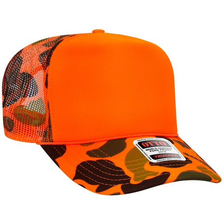 Premium High Profile Foam Trucker Hat Blaze Camo Caps