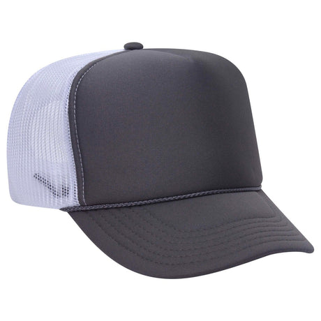 Premium High Profile Foam Trucker Hat Charcoal/Charcoal/White Caps