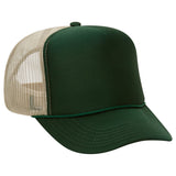 Premium High Profile Foam Trucker Hat Dark Green/Dark Green/Khaki Caps
