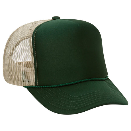 Premium High Profile Foam Trucker Hat Dark Green/Dark Green/Khaki Caps