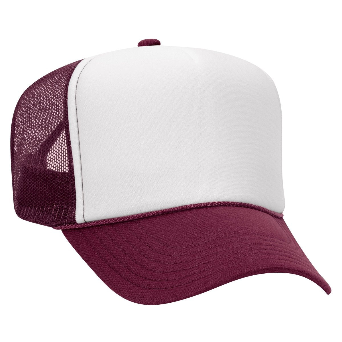 Premium High Profile Foam Trucker Hat Maroon/White/Maroon Caps
