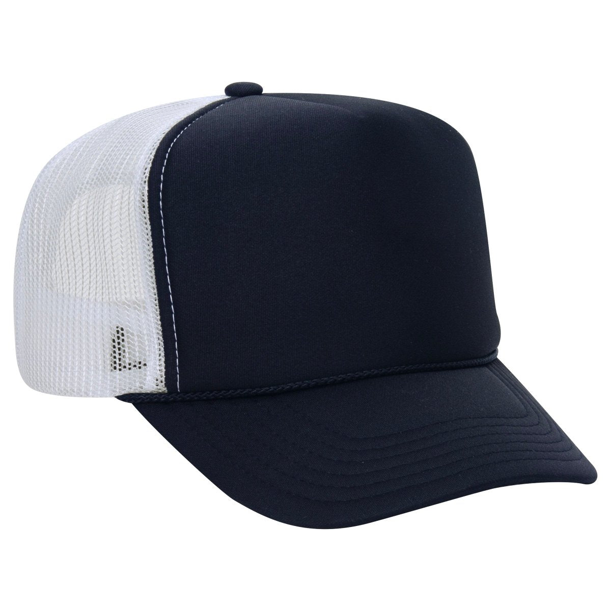 Premium High Profile Foam Trucker Hat Navy/Navy/White Caps