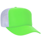 Premium High Profile Foam Trucker Hat Neon Green/Neon Green/White Caps