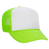 Premium High Profile Foam Trucker Hat Neon Green/White/Neon Green Caps