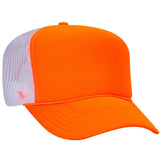 Premium High Profile Foam Trucker Hat Neon Orange/Neon Orange/White Caps