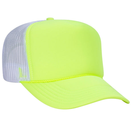 Premium High Profile Foam Trucker Hat Neon Yellow/Neon Yellow/White Caps