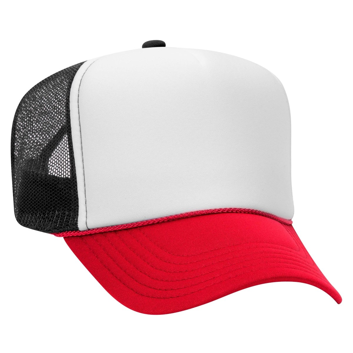 Premium High Profile Foam Trucker Hat Red/White/Black Caps