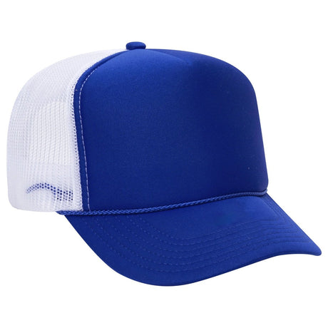 Premium High Profile Foam Trucker Hat Royal/Royal/White Caps