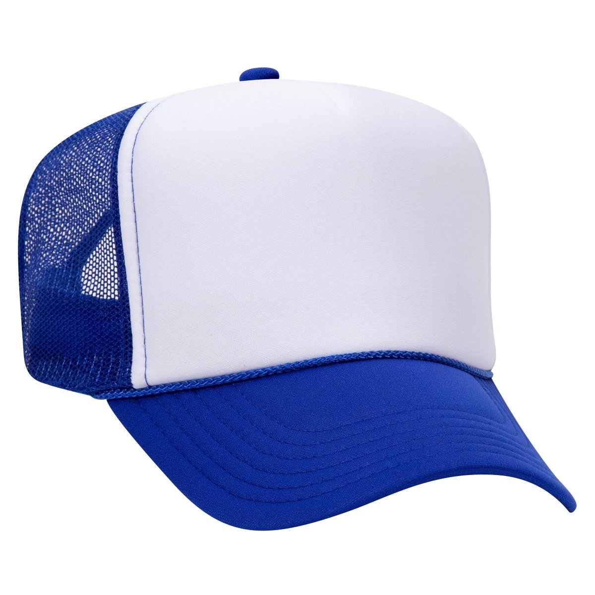 Premium High Profile Foam Trucker Hat Royal/White/Royal Caps