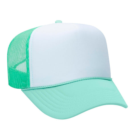 Premium High Profile Foam Trucker Hat Seafoam Green/White/Seafoam Green Caps
