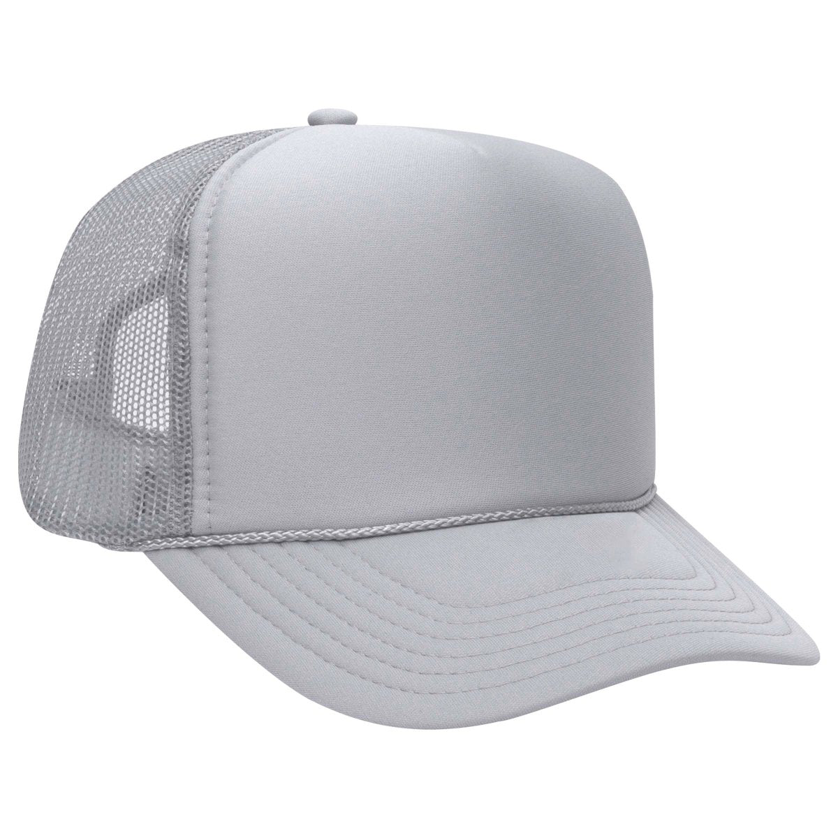 Premium High Profile Foam Trucker Hat Silver Grey Caps