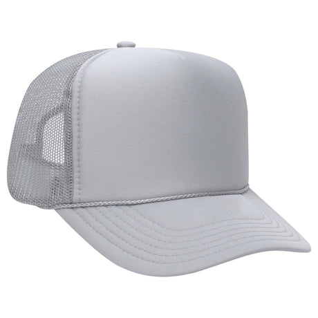 Premium High Profile Foam Trucker Hat Silver Grey Caps
