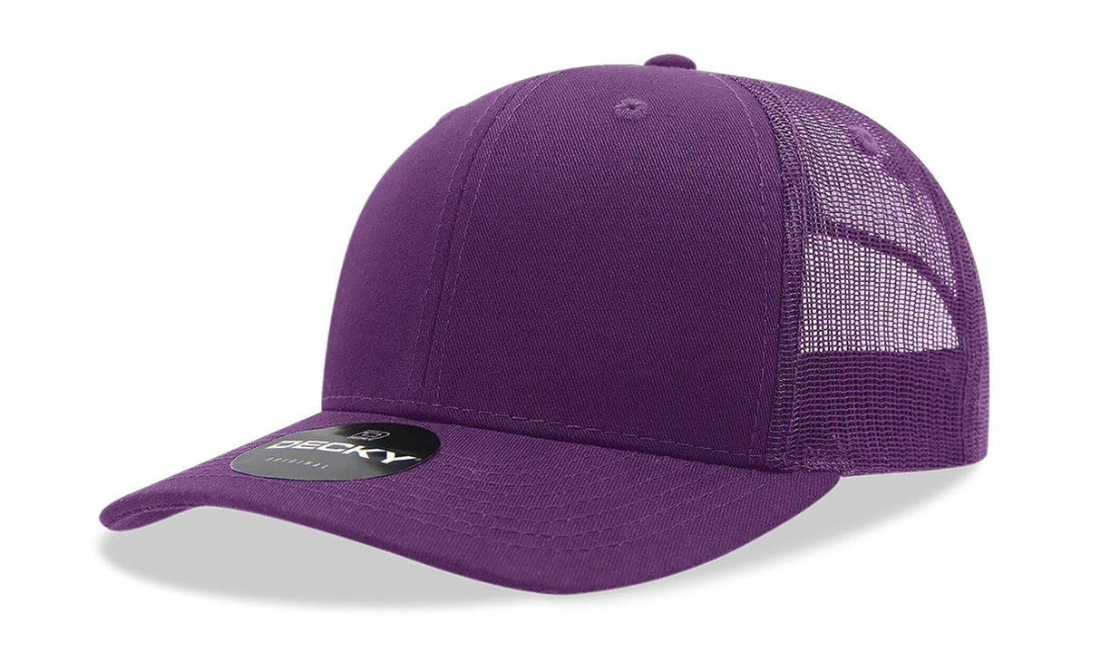 Decky 6 Panel Mid Profile Structured Cotton Blend Trucker | Decky 6021
