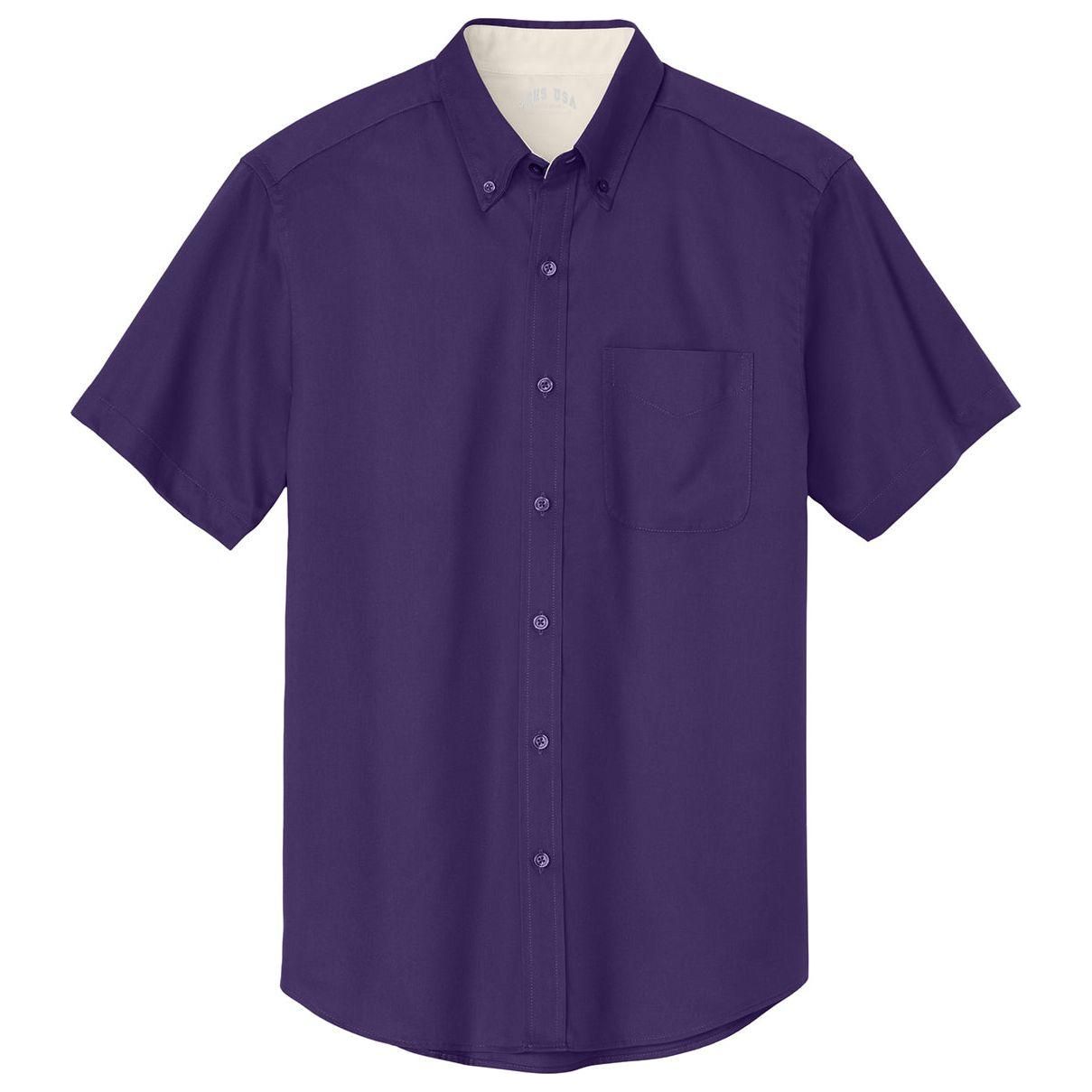 Joe's Men's Short Sleeve Button-Up Shirt - Purple / Light Stone Woven Shirts Joe's USA Purple / Light Stone Small