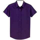 Womens Short Sleeve Wrinkle Resistant Easy Care Shirts-Purple/LightStone Joe's USA Purple / Light Stone X-Small