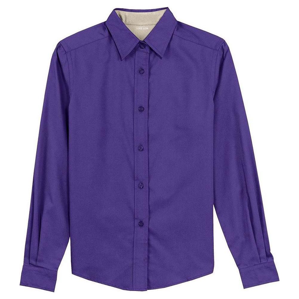 Ladies Long Sleeve Easy Care Shirt-Purple/LightStone Joe's USA Purple / Light Stone X-Small