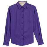 Ladies Long Sleeve Easy Care Shirt-Purple/LightStone Joe's USA Purple / Light Stone X-Small
