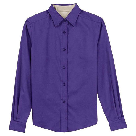 Ladies Long Sleeve Easy Care Shirt-Purple/LightStone Joe's USA Purple / Light Stone X-Small