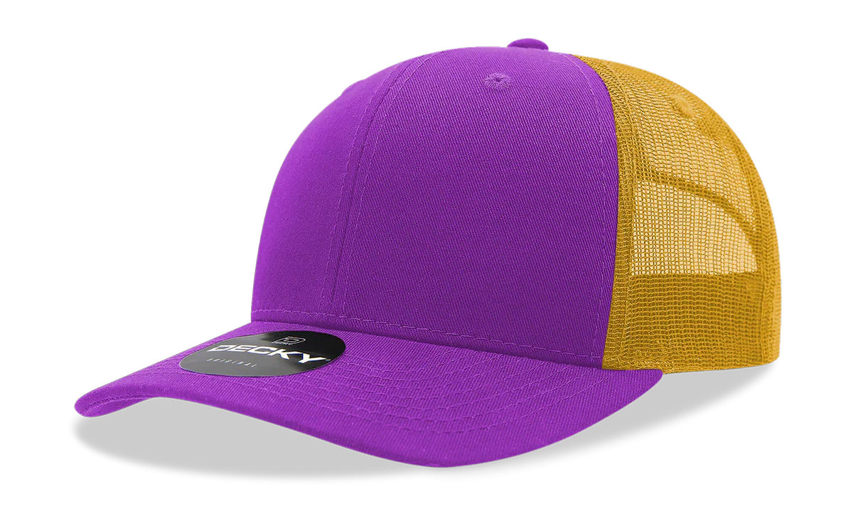 Decky 6 Panel Mid Profile Structured Cotton Blend Trucker | Decky 6021