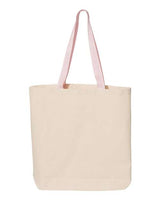 Q - Tees 11L Canvas Tote with Contrast - Color Handles - Q - Tees Q4400 Natural/ Light Pink One Size Tote