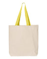 Q - Tees 11L Canvas Tote with Contrast - Color Handles - Q - Tees Q4400 Natural/ Yellow One Size Tote