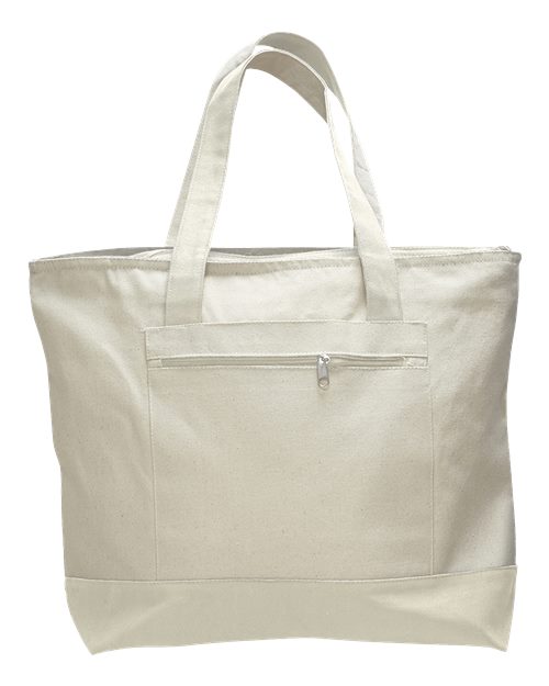 Q - Tees 19L Zippered Tote - Q - Tees Q1300 Natural/ Natural One Size Tote