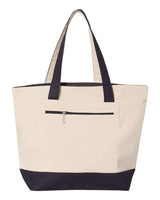 Q - Tees 19L Zippered Tote - Q - Tees Q1300 Natural/ Navy One Size Tote