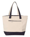 Q - Tees 19L Zippered Tote - Q - Tees Q1300 Natural/ Navy One Size Tote