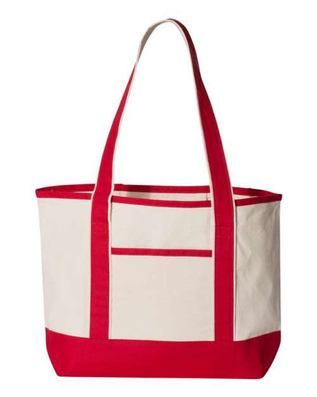 Q - Tees 20L Small Deluxe Tote - Q - Tees Q125800 Natural/ Red One Size Tote Bags