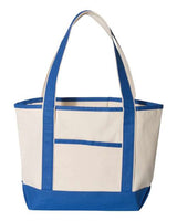 Q - Tees 20L Small Deluxe Tote - Q - Tees Q125800 Natural/ Royal One Size Tote Bags