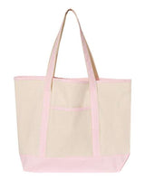 Q - Tees 34.6L Large Canvas Deluxe Tote - Q - Tees Q1500 Natural/ Light Pink One Size Short Sleeve T-Shirts