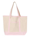 Q - Tees 34.6L Large Canvas Deluxe Tote - Q - Tees Q1500 Natural/ Light Pink One Size Short Sleeve T-Shirts