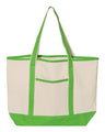 Q - Tees 34.6L Large Canvas Deluxe Tote - Q - Tees Q1500 Natural/ Lime One Size Short Sleeve T-Shirts