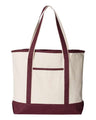 Q - Tees 34.6L Large Canvas Deluxe Tote - Q - Tees Q1500 Natural/ Maroon One Size Short Sleeve T-Shirts