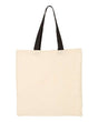 Q - Tees Economical Tote with Contrast - Color Handles - Q - Tees QTB6000 Natural/ Black One Size Short Sleeve T-Shirts