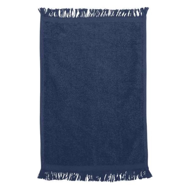 Q - Tees Fringed Fingertip Towel - Q - Tees T100 Navy One Size Classic Towels